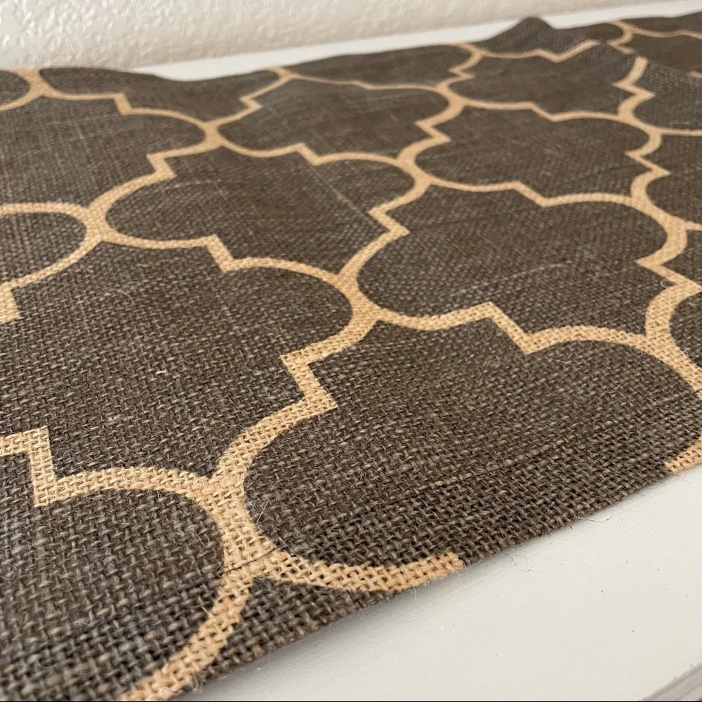 100% Jute Trellis Designed Table Runner 72x13 Brown,Tan